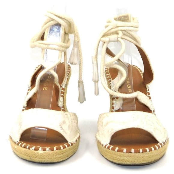 Rampage "Harriet" Ivory Espadrille Lace-Up Ankle Strap Sandals - Picture 6 of 12